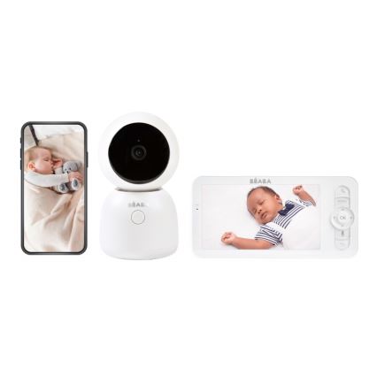 Beaba - Inteligentna, ładowalna niania z monitorem ZEN NIGHT 720p, 5V, 4000 mAh, Wi‑Fi, biała