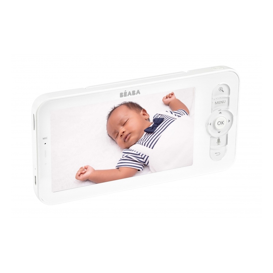 Beaba - Inteligentna, ładowalna niania z monitorem ZEN NIGHT 720p, 5V, 4000 mAh, Wi‑Fi, biała
