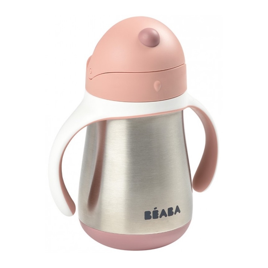 Beaba - Kubek termoizolacyjny ze słomką 250 ml różowy