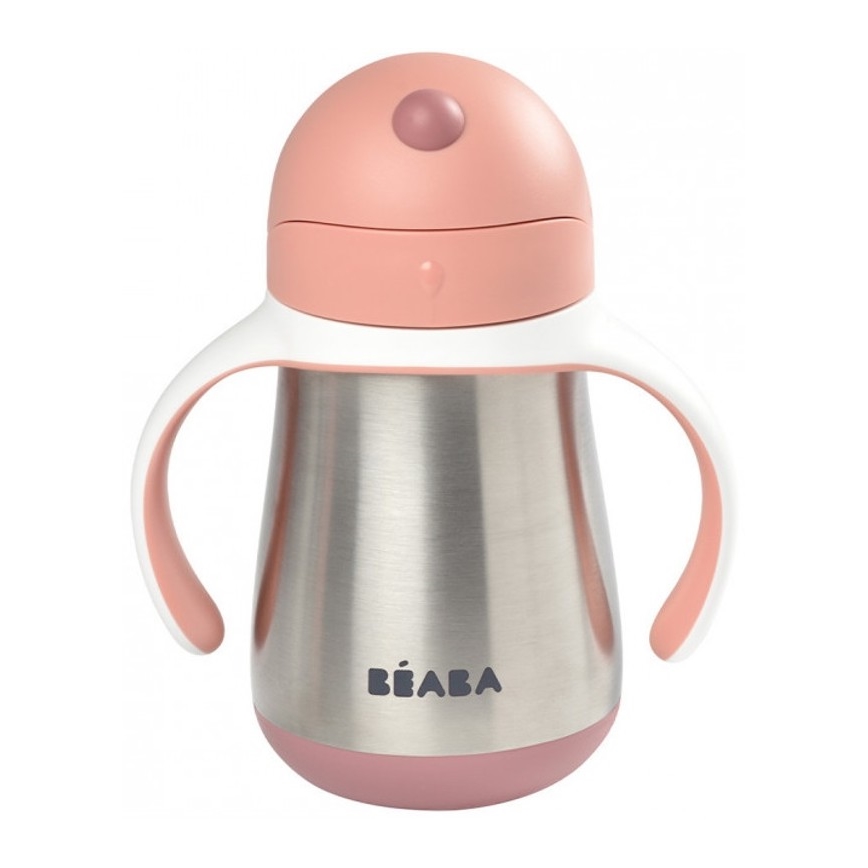 Beaba - Kubek termoizolacyjny ze słomką 250 ml różowy
