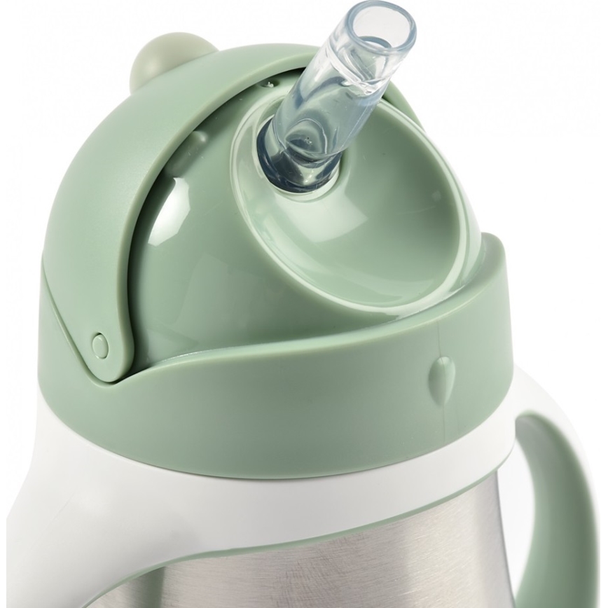 Beaba - Kubek termoizolacyjny ze słomką 250 ml zielony