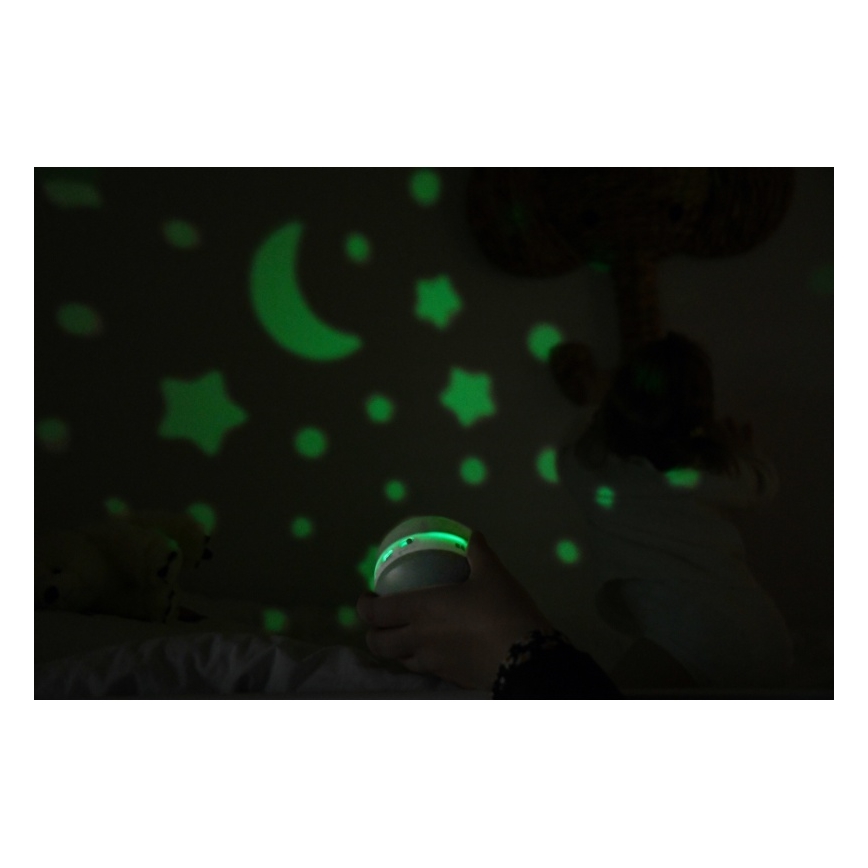 Beaba - Projektor z melodią PIXIE USB/5V 1300 mAh zielony