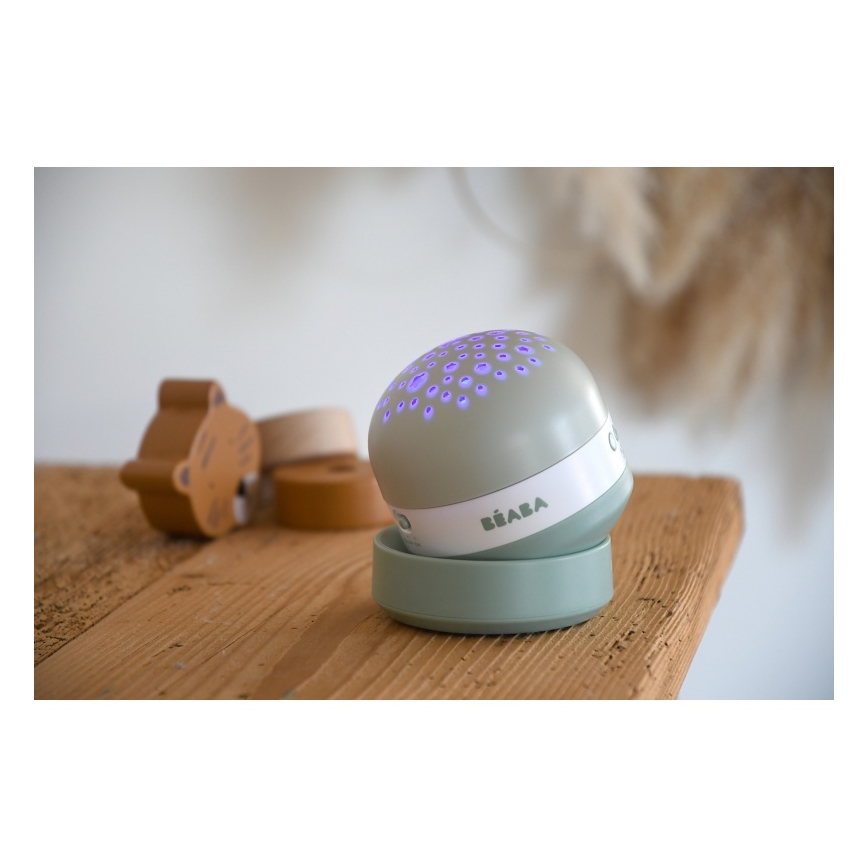 Beaba - Projektor z melodią PIXIE USB/5V 1300 mAh zielony