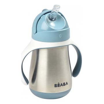 Beaba - Termoizolacyjny kubek ze słomką 250 ml niebieski
