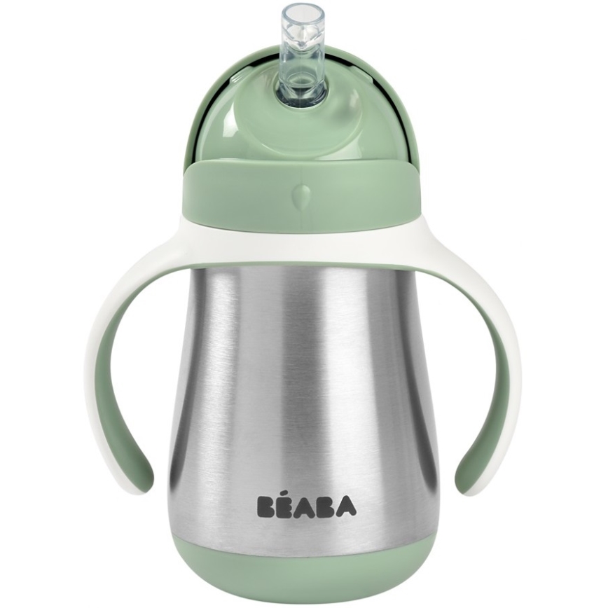 Beaba - Termoizolacyjny kubek ze słomką 250 ml zielony