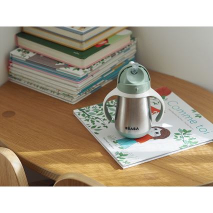 Beaba - Termoizolacyjny kubek ze słomką 250 ml zielony