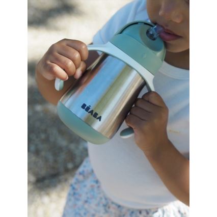 Beaba - Termoizolacyjny kubek ze słomką 250 ml zielony