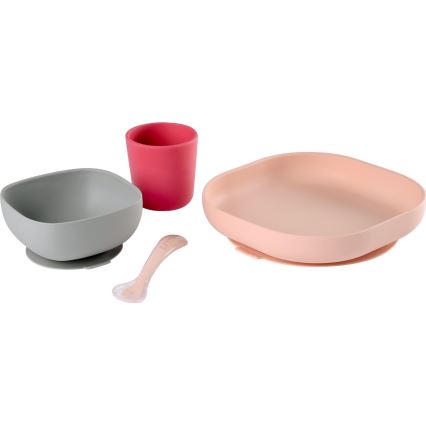 Beaba - Zestaw naczyń dla dzieci Pink 4 szt.