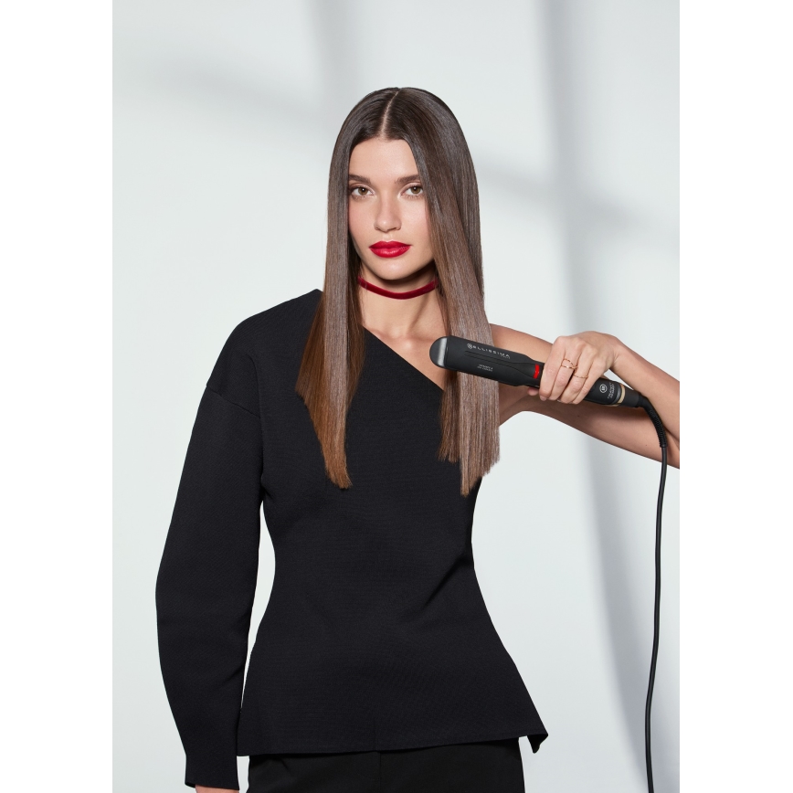 Bellissima 11948 - Prostownica do włosów z wyświetlaczem LCD, z technologią podczerwieni, 60W/230V, czarna
