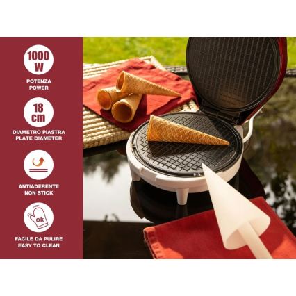 Beper - Gofrownica 2 w 1 1000 W/230 V czerwona