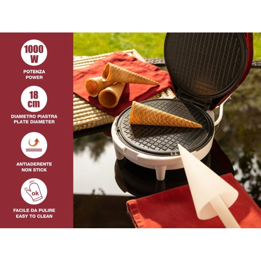 Beper - Gofrownica 2 w 1 1000 W/230 V czerwona