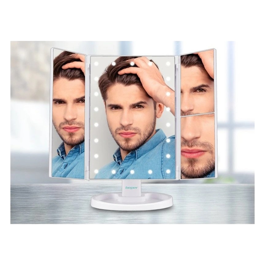 Beper - Lusterko kosmetyczne z podświetleniem LED 4xAAA/5V