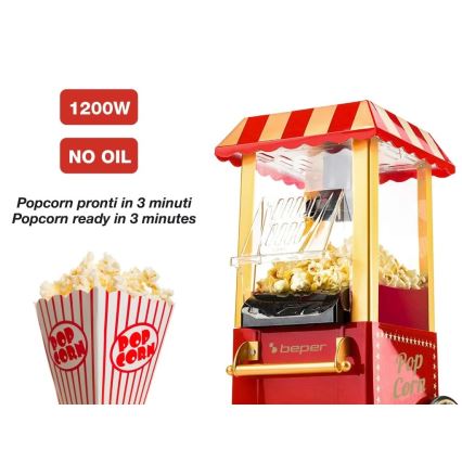 Beper - Maszynka do popcornu 1200W/230V czerwona