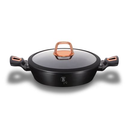 BerlingerHaus - Brytfanna z powłoką marmurową + pokrywka 28 cm czarna/rose gold