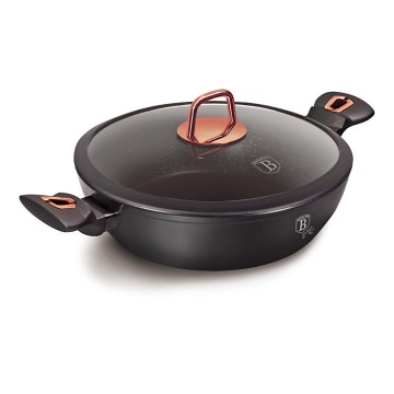 BerlingerHaus - Brytfanna z powłoką marmurową + pokrywka 28 cm czarna/rose gold