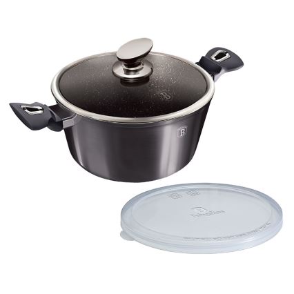 BerlingerHaus - Kaserola z marmurową powierzchnią + pokrywka 20 cm czarna