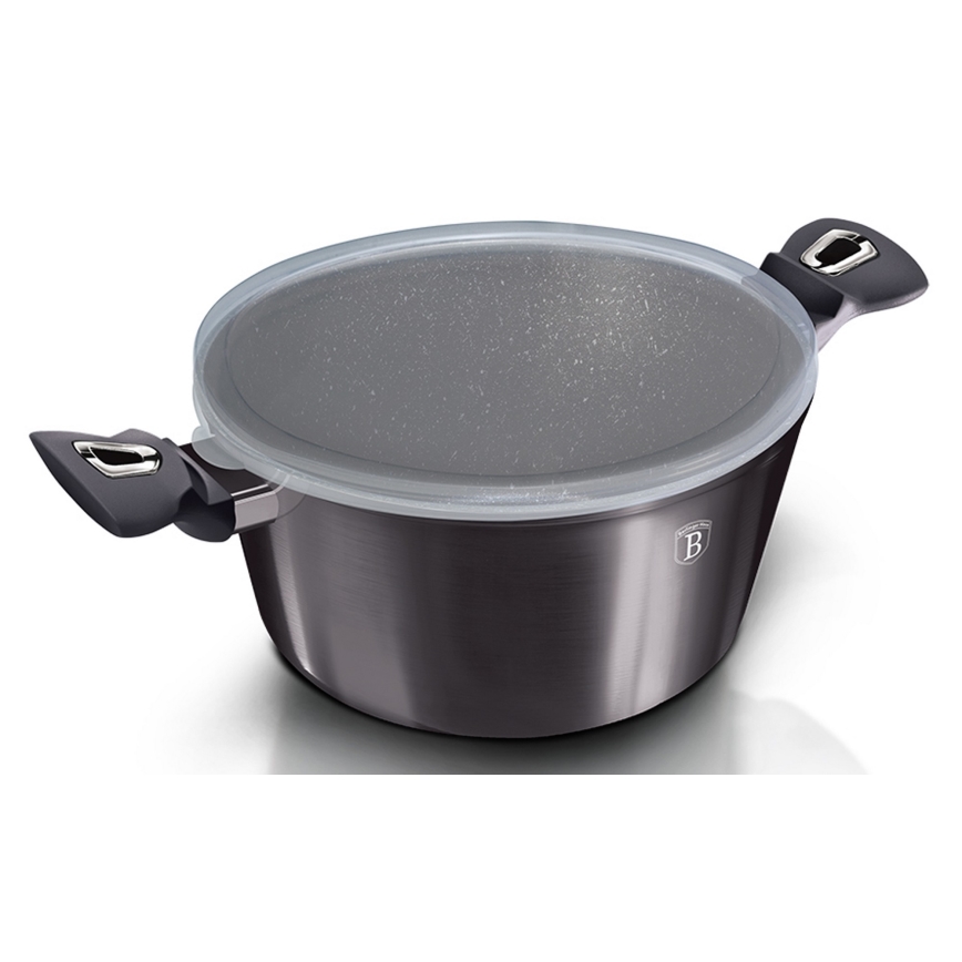 BerlingerHaus - Kaserola z marmurową powierzchnią + pokrywka 20 cm czarna