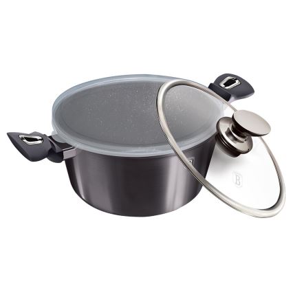 BerlingerHaus - Kaserola z marmurową powierzchnią + pokrywka 20 cm czarna