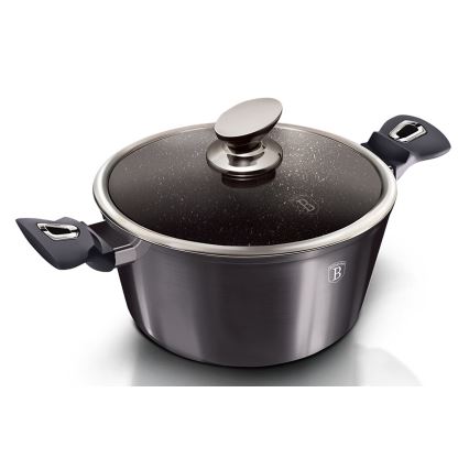 BerlingerHaus - Kaserola z marmurową powierzchnią + pokrywka 20 cm czarna