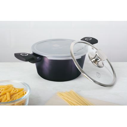 BerlingerHaus - Rondel kamienny z tytanową powierzchnią + pokrywka + pokrywka 20 cm fioletowa