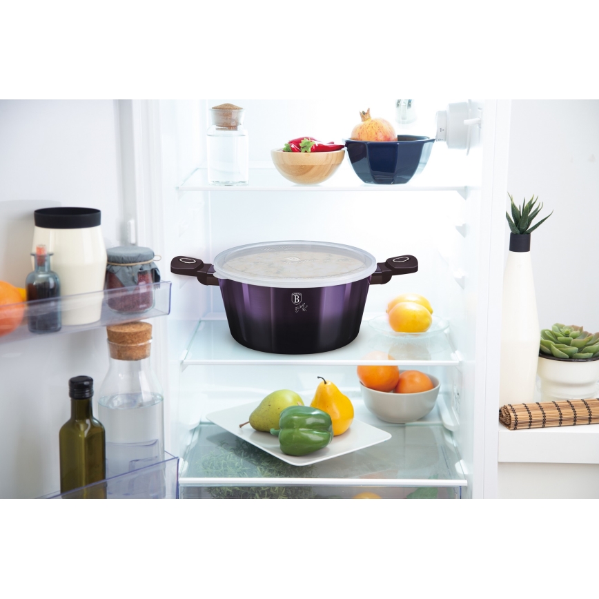 BerlingerHaus - Rondel kamienny z tytanową powierzchnią + pokrywka + pokrywka 20 cm fioletowa