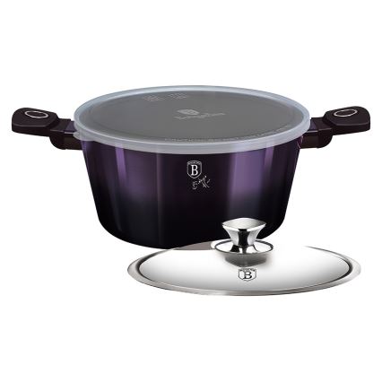 BerlingerHaus - Rondel kamienny z tytanową powierzchnią + pokrywka + pokrywka 20 cm fioletowa