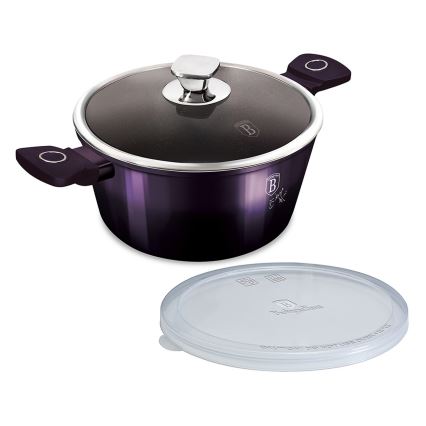 BerlingerHaus - Rondel kamienny z tytanową powierzchnią + pokrywka + pokrywka 20 cm fioletowa