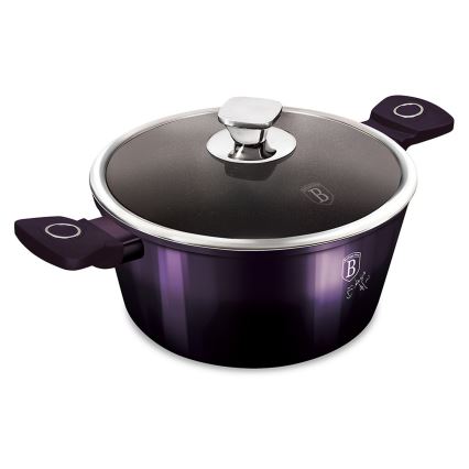 BerlingerHaus - Rondel kamienny z tytanową powierzchnią + pokrywka + pokrywka 20 cm fioletowa