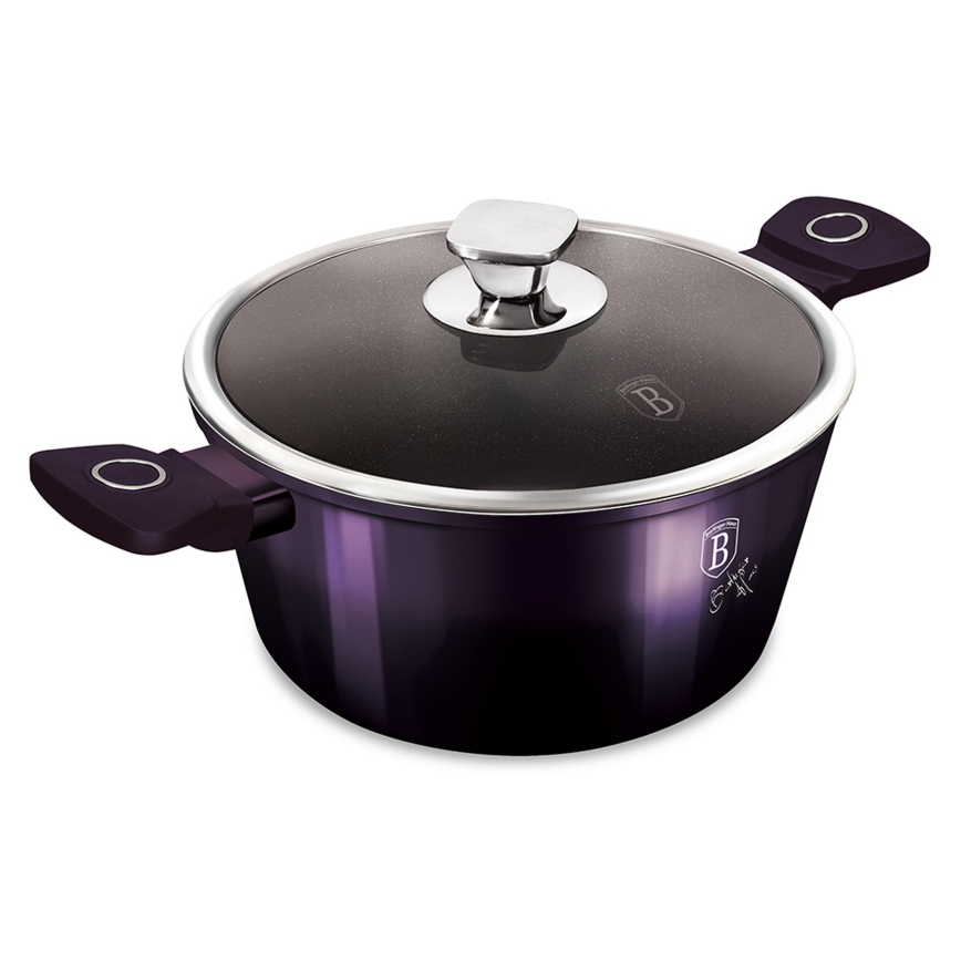 BerlingerHaus - Rondel kamienny z tytanową powierzchnią + pokrywka + pokrywka 20 cm fioletowa
