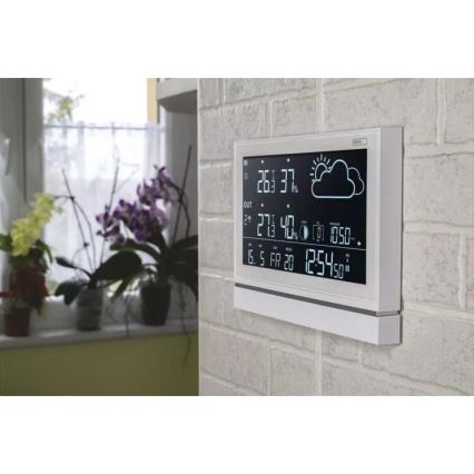 Bezprzewodowa stacja pogodowa z budzikiem 3xAAA biała