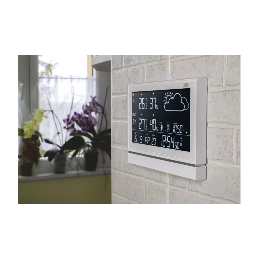 Bezprzewodowa stacja pogodowa z budzikiem 3xAAA biała