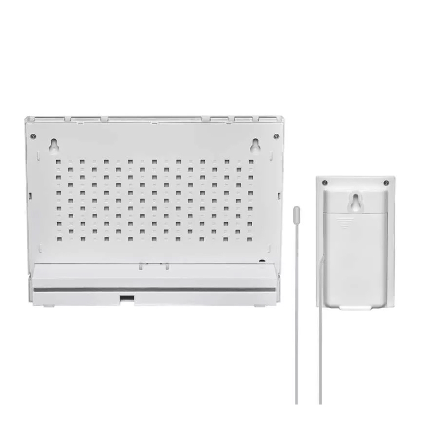 Bezprzewodowa stacja pogodowa z budzikiem 3xAAA biała