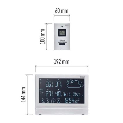Bezprzewodowa stacja pogodowa z budzikiem 3xAAA biała