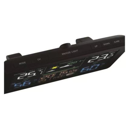 Bezprzewodowa stacja pogodowa z budzikiem 5V/3xAAA + 2xAAA czarny