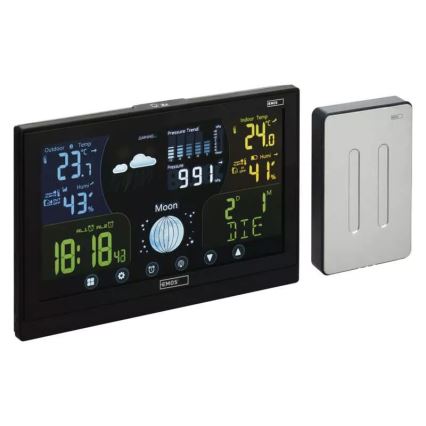 Bezprzewodowa stacja pogodowa z budzikiem 3xAAA/5V + 2xAAA czarny