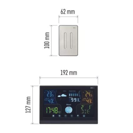 Bezprzewodowa stacja pogodowa z budzikiem 3xAAA/5V + 2xAAA czarny