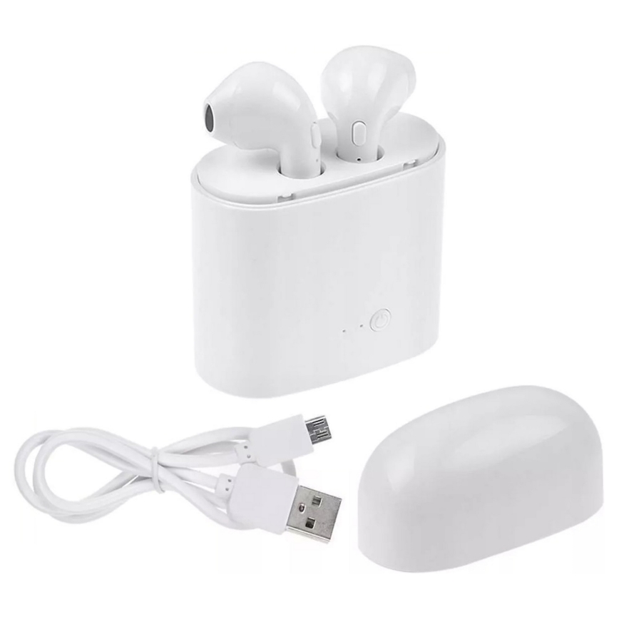 Bezprzewodowe słuchawki z mikrofonem IPX2 białe 350 mAh + 2x 45 mAh