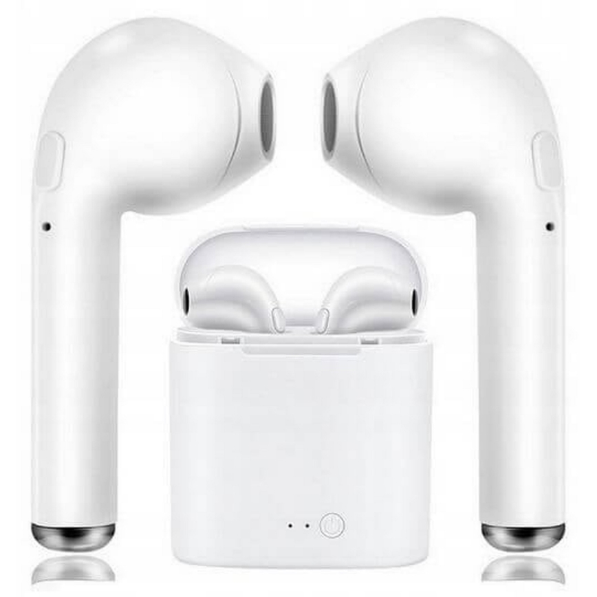 Bezprzewodowe słuchawki z mikrofonem IPX2 białe 350 mAh + 2x 45 mAh