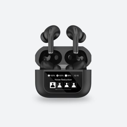 Bezprzewodowe słuchawki z wyświetlaczem LCD 300 mAh + 2x 30 mAh czarne