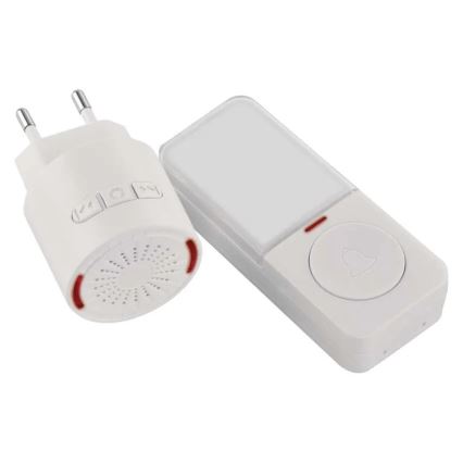 Bezprzewodowy dzwonek do gniazdka 230V + 1xCR2032 biały