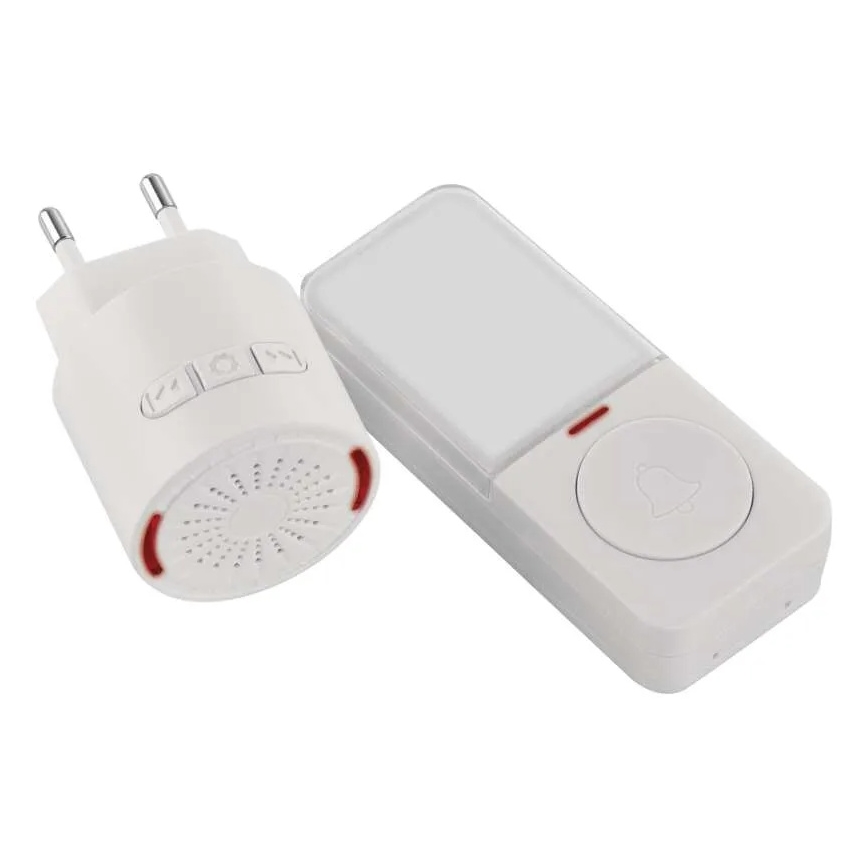 Bezprzewodowy dzwonek do gniazdka 230V + 1xCR2032 biały