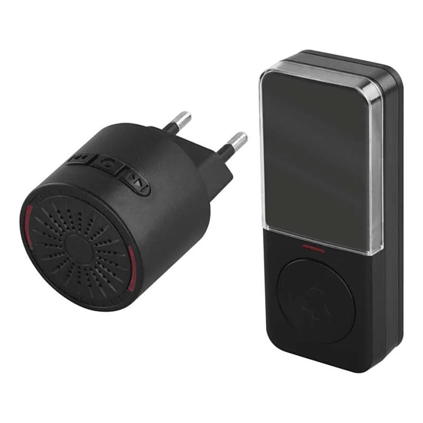 Bezprzewodowy dzwonek do gniazdka 230V + 1xCR2032 czarny