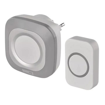 Bezprzewodowy dzwonek do gniazdka 230V + 1xCR2032 IP44 szary