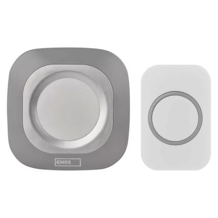 Bezprzewodowy dzwonek do gniazdka 230V + 1xCR2032 IP44 szary