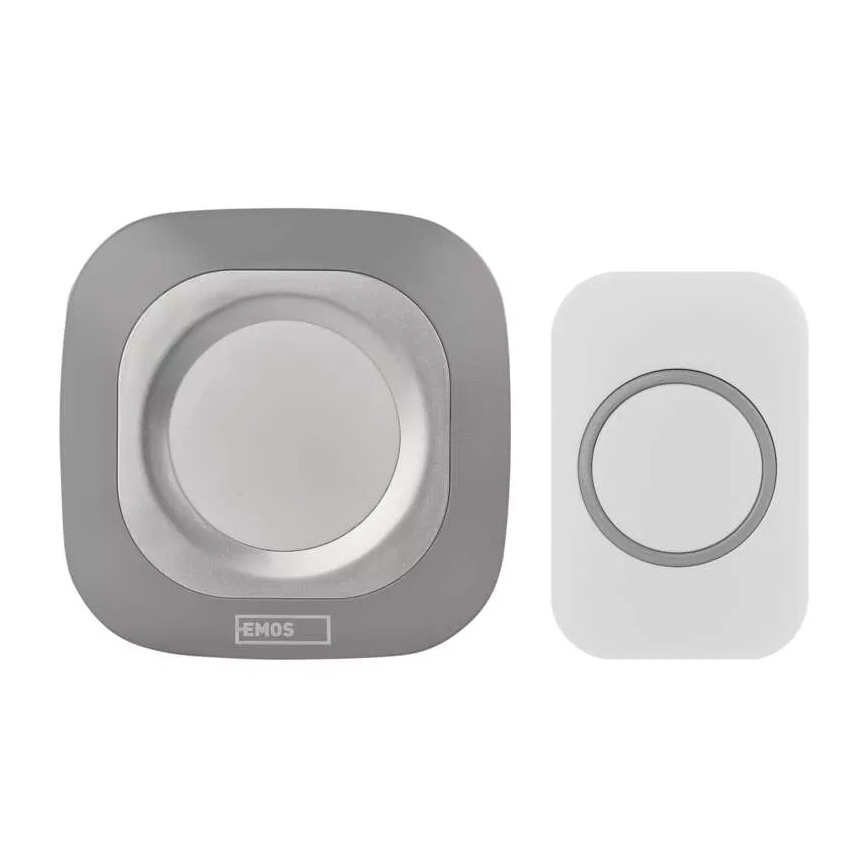Bezprzewodowy dzwonek do gniazdka 230V + 1xCR2032 IP44 szary