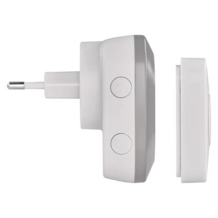 Bezprzewodowy dzwonek do gniazdka 230V + 1xCR2032 IP44 szary