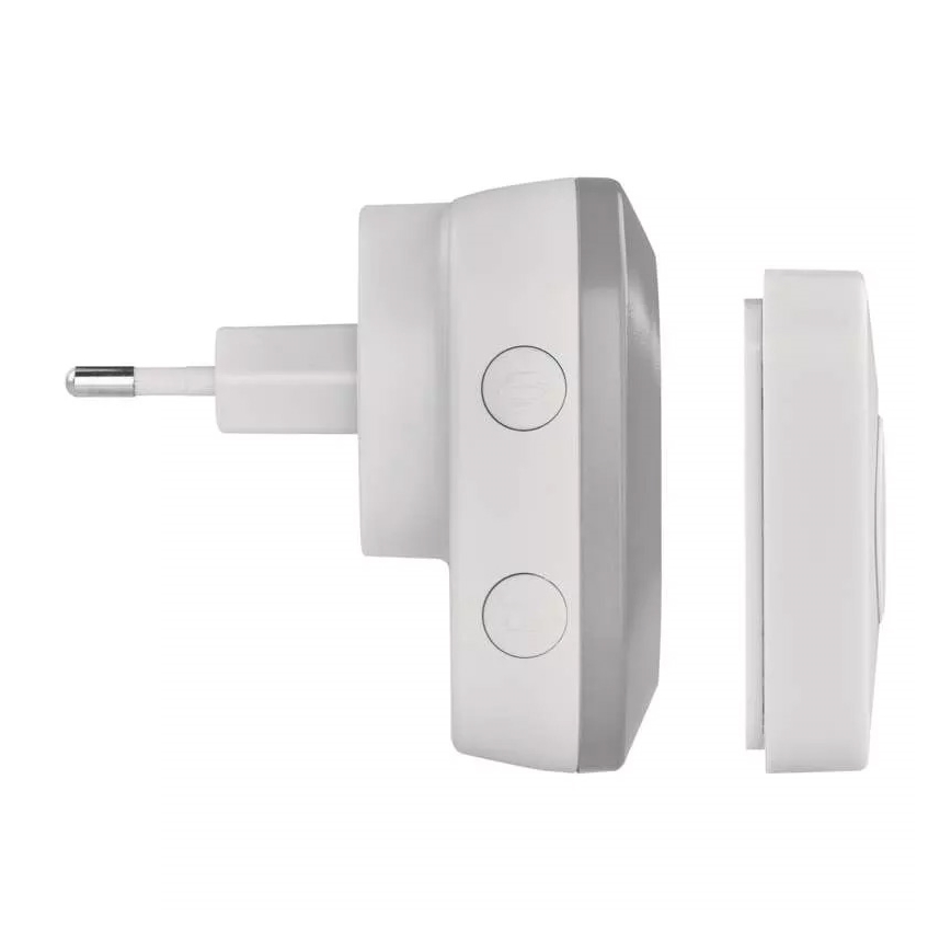 Bezprzewodowy dzwonek do gniazdka 230V + 1xCR2032 IP44 szary