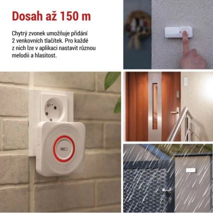 Bezprzewodowy dzwonek do gniazdka GoSmart 230V + 1xCR2032 biały Wi-Fi