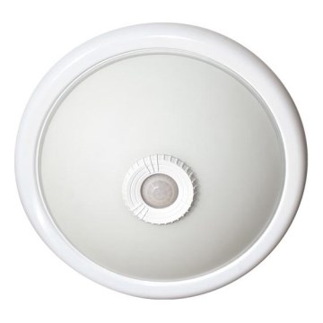 Biała lampa sufitowa z czujnikiem ruchu i zmierzchu, 2x E27/40W/230V, śr. 30 cm