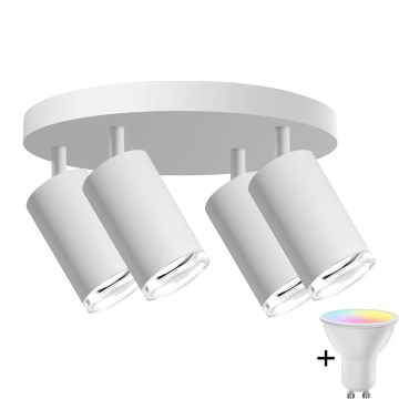 Białe, 4xGU10/6,5W/230V 2700-6500K Wi-Fi, ściemnialne oświetlenie sufitowe LED RGBW TURYN, IP44